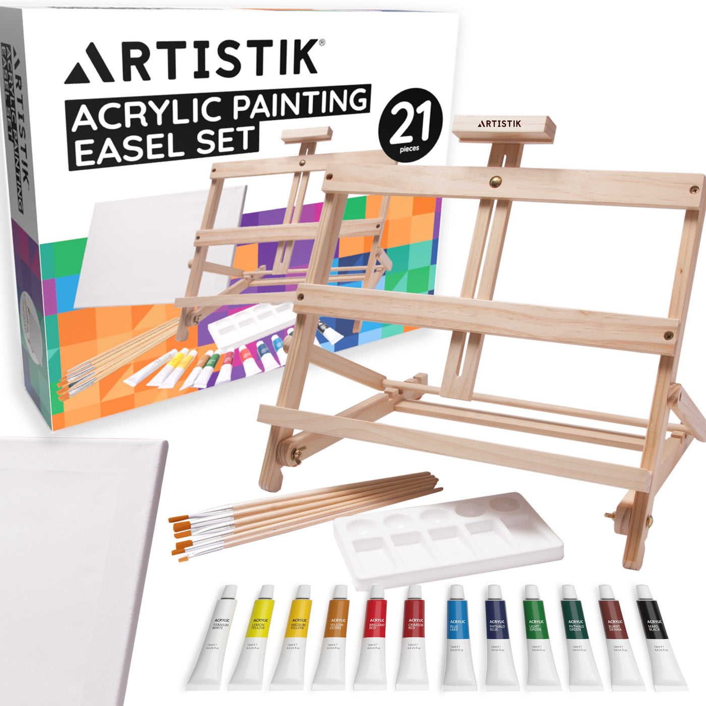 Acrylic Painting Easel Set - 21 Pieces