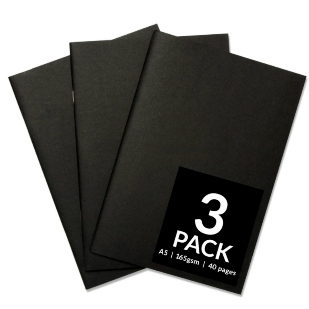 A5 Softcover Sketchbook Black - 3 Pack*