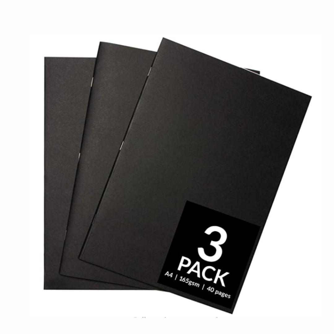 A4 Softcover Sketchbook Black - 3 Pack*