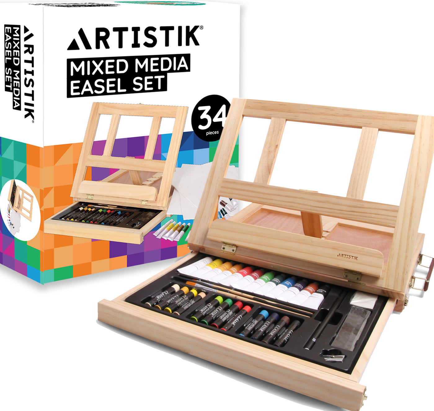 Mixed Media Easel Set - 34 Pieces
