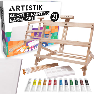 ARTIFY Adjustable Beechwood Tabletop Painting Easel, Table Sketch Box  Easel, Desktop Artist Easel for Drawing (Easel Box)