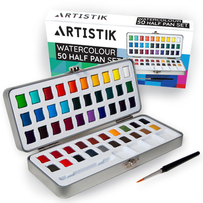 50 Watercolor Half Pan Paint Set