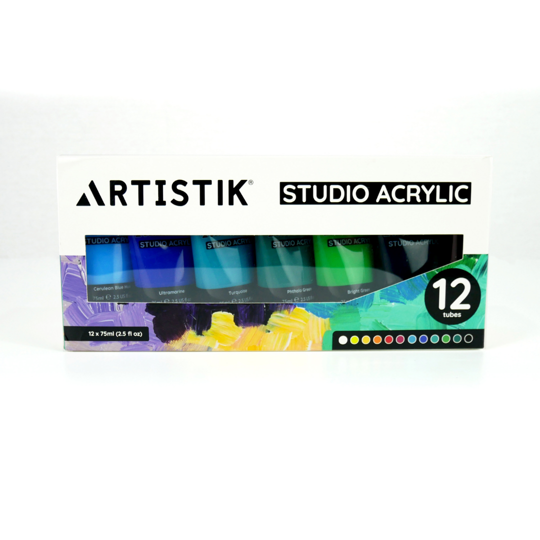 12 x 75ml Studio Acrylic Set with brushes*