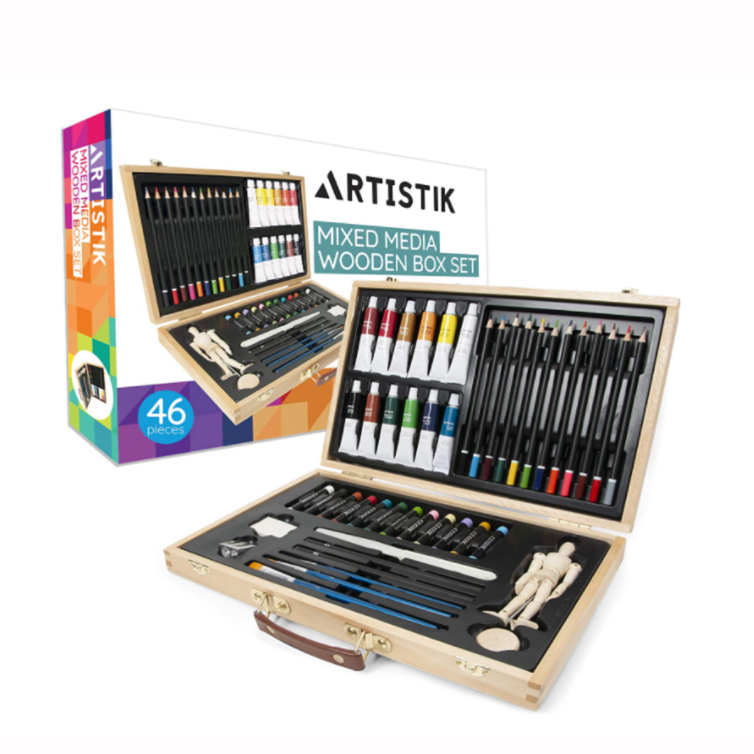 Mixed Media Wooden Box Set - 46pcs