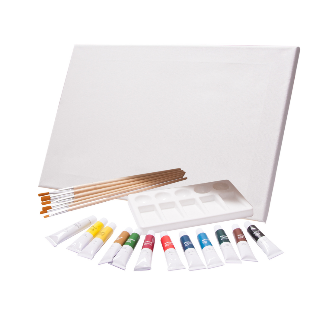 ARTISTIK Mixed Media Art Set - Complete Easel Painting Kit with Wood Table  Desk Top Easel Box Includes Acrylic Paints, 3 Canvas