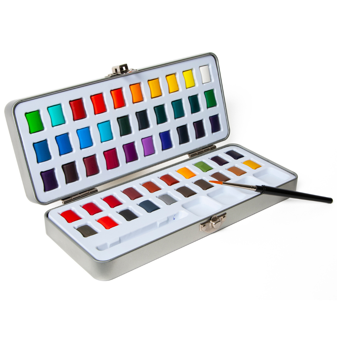 50 Watercolor Half Pan Paint Set