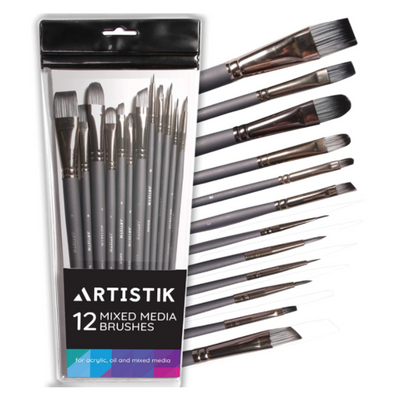 Mixed Media Brushes - 12 Pieces*