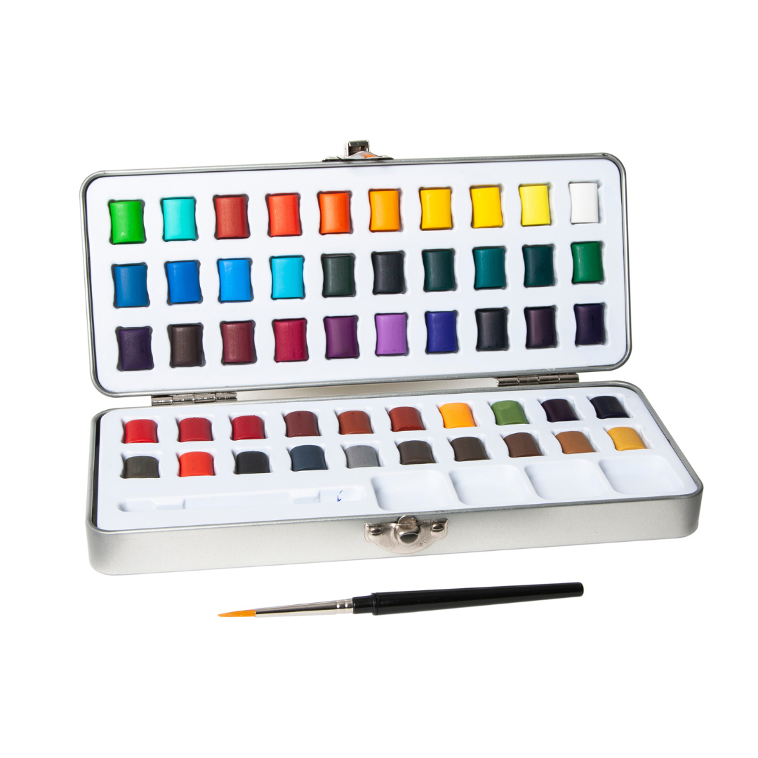 50 Watercolor Half Pan Paint Set